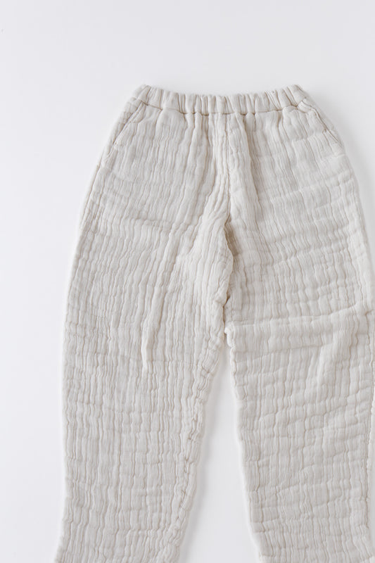 6重ガーゼ イージーパンツ 生成り