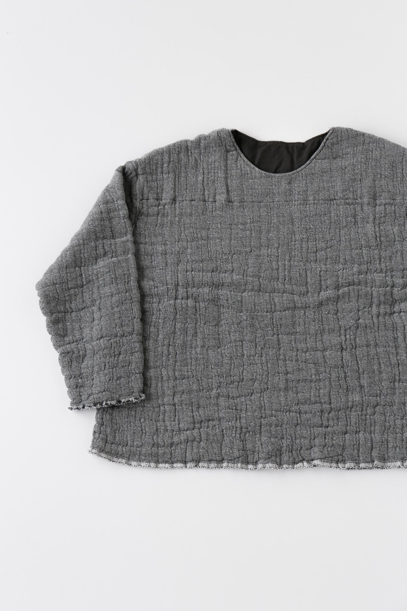 6重ガーゼ プルオーバー 灰色