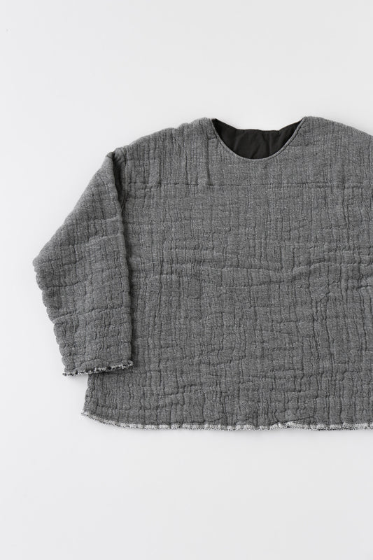 6重ガーゼ プルオーバー 灰色