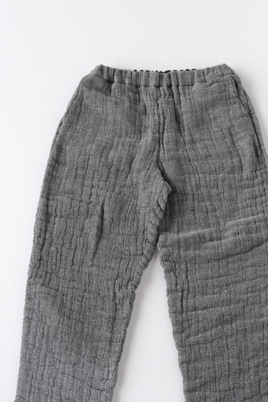 6重ガーゼ イージーパンツ 灰色