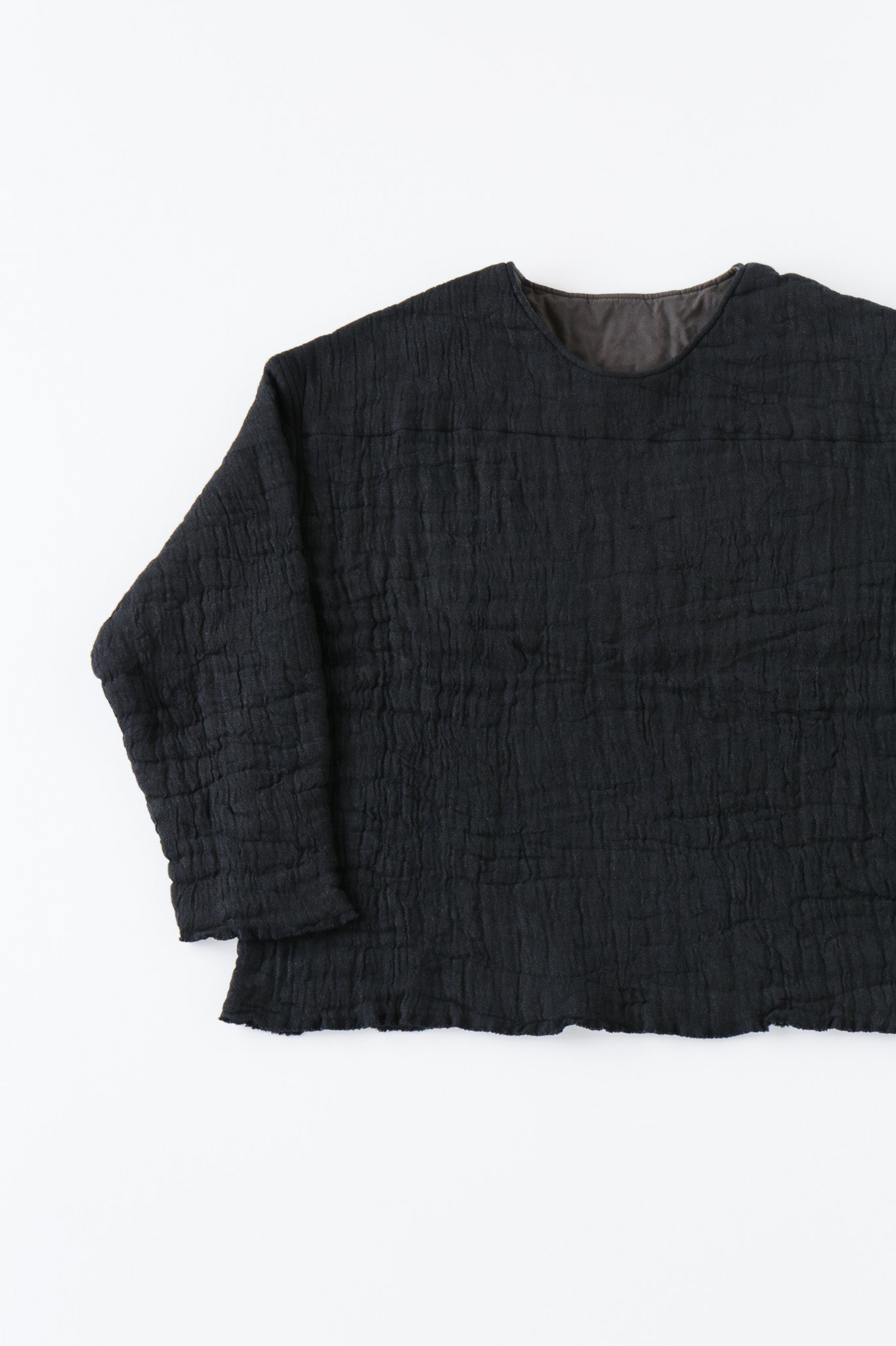 6重ガーゼ プルオーバー 黒
