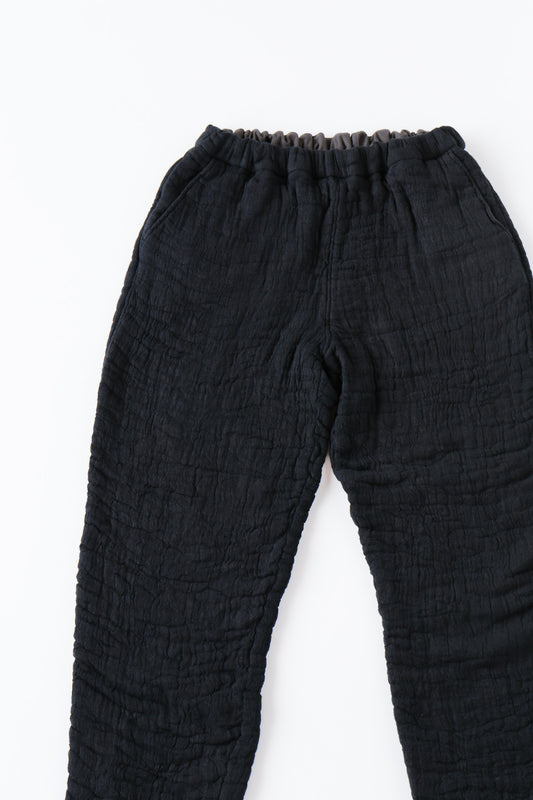 6重ガーゼ イージーパンツ 黒