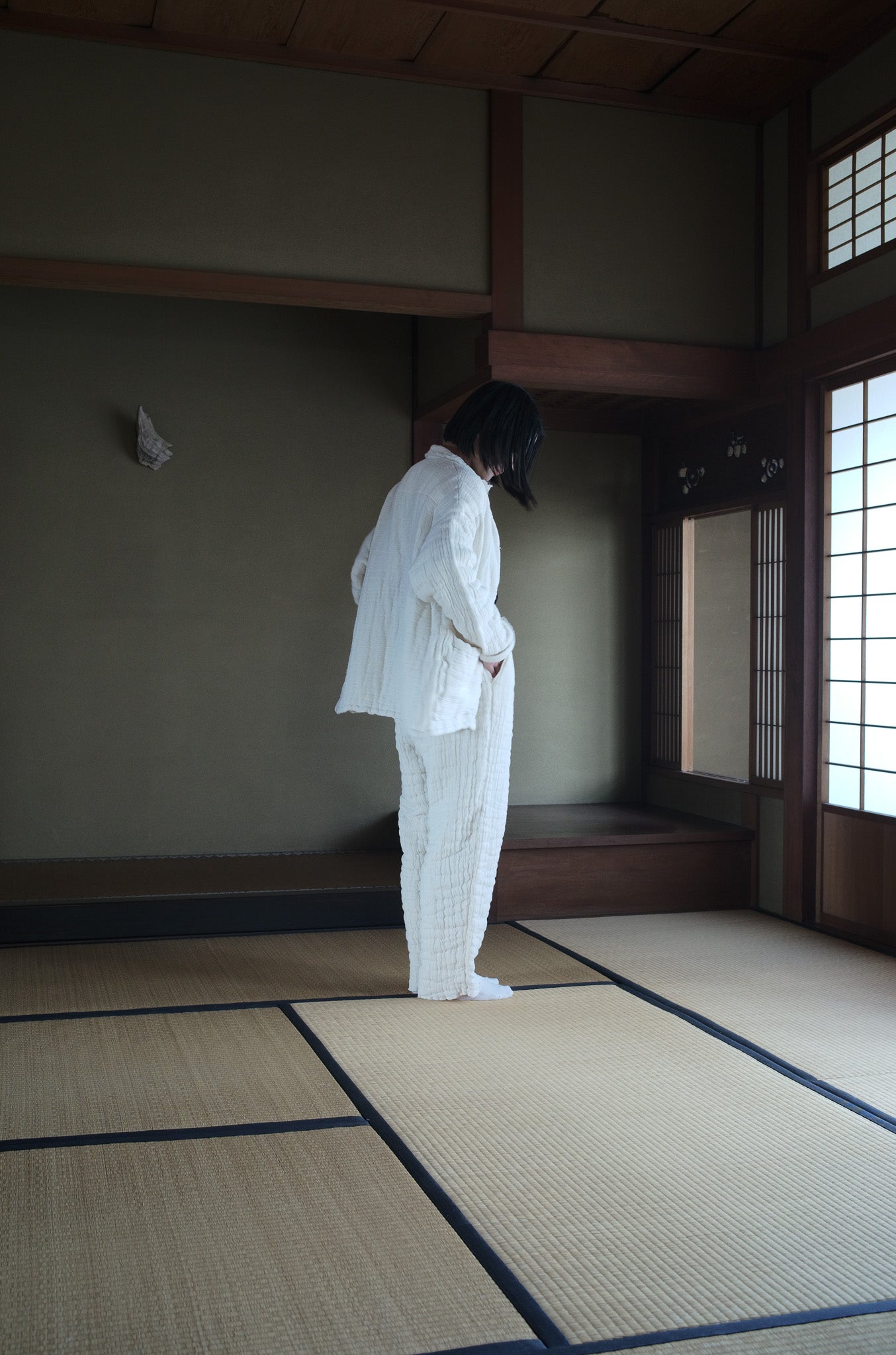 6重ガーゼ ジャケット 生成り