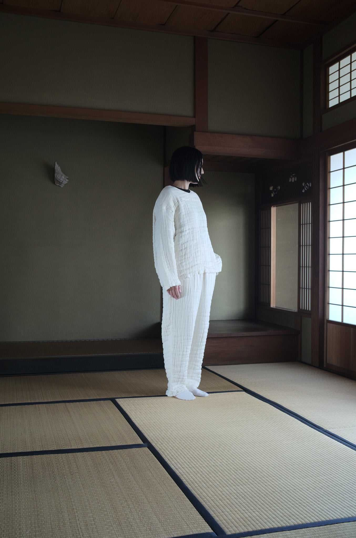 6重ガーゼ プルオーバー 生成り