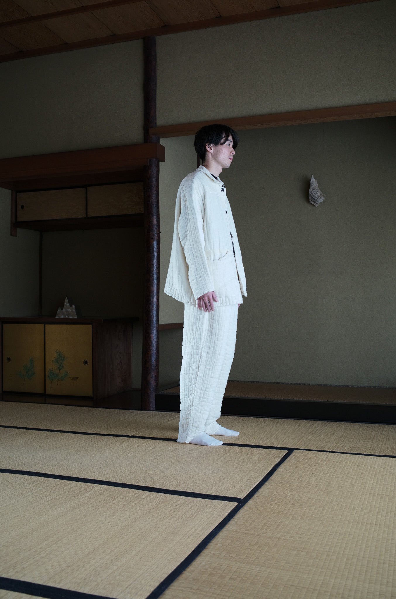 6重ガーゼ ジャケット 生成り