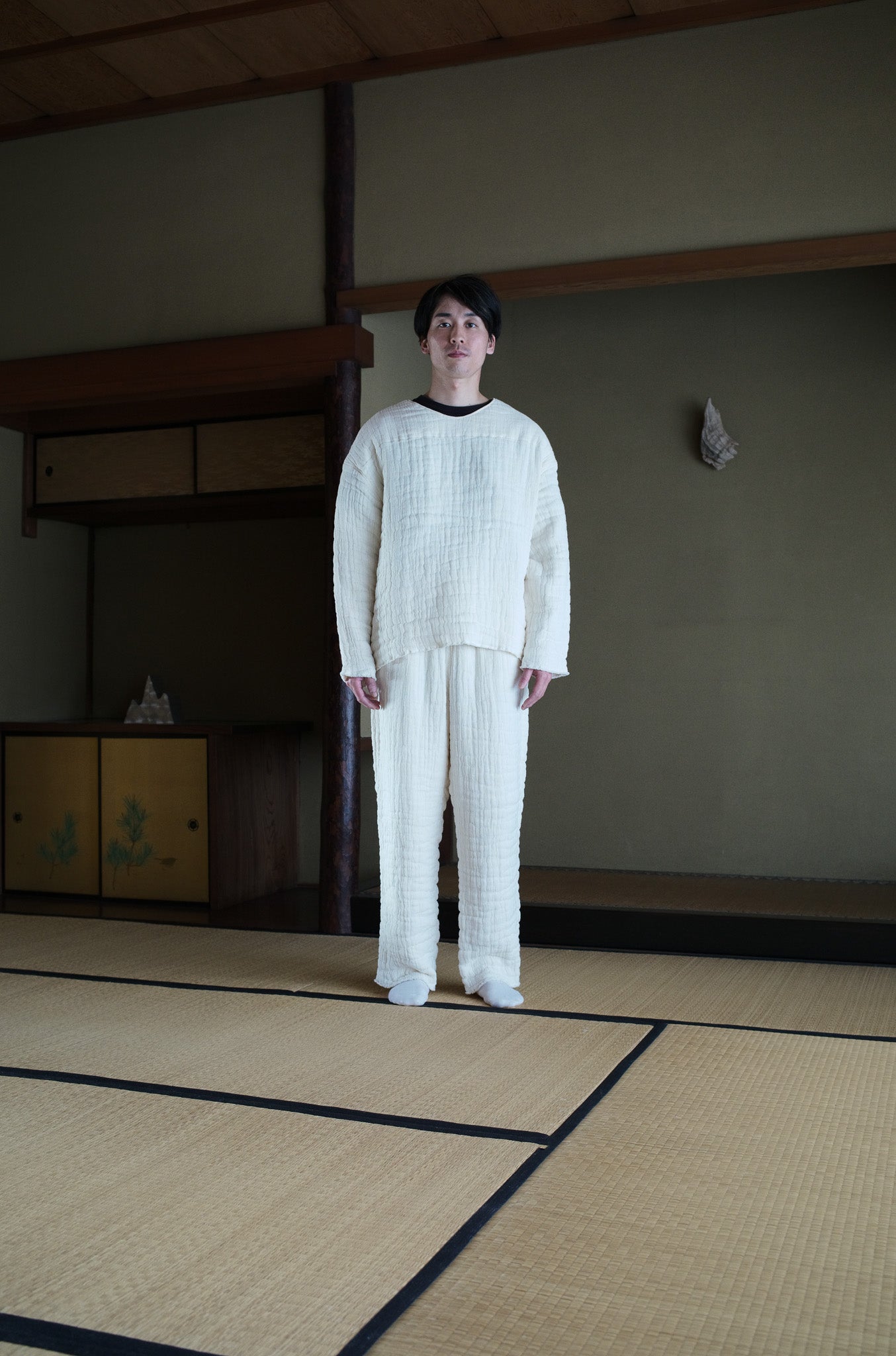 6重ガーゼ プルオーバー 生成り