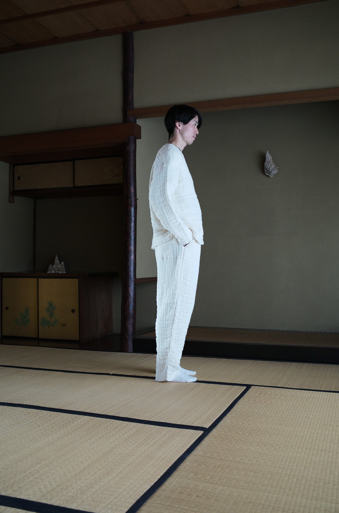 6重ガーゼ プルオーバー 生成り